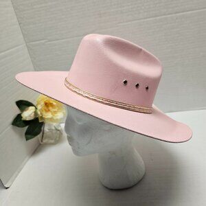 Womens Hard Pink Western Cowgirl Accent Braid Gold Hat BIZ M Medium